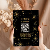 Mystical Black Gold Celestial Stars Wedding Informatiekaartje