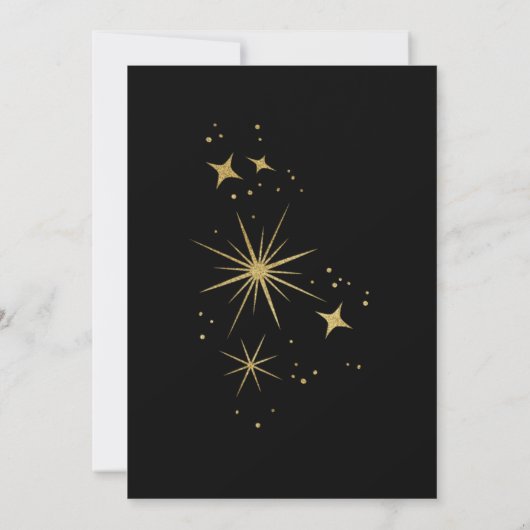 Mystical Black Gold Celestial Stars Wedding Kaart (Achterkant)