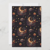 Mystical Black Gold Celestial Stars Wedding Kaart (Achterkant)