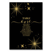 Mystical Black Gold Celestial Stars Wedding Kaart (Achterkant)