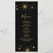Mystical Black Gold Celestial Stars Wedding Menu (Achterkant)