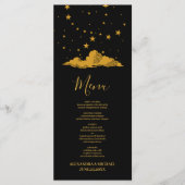 Mystical Black Gold Celestial Stars Wedding Menu (Voorkant)