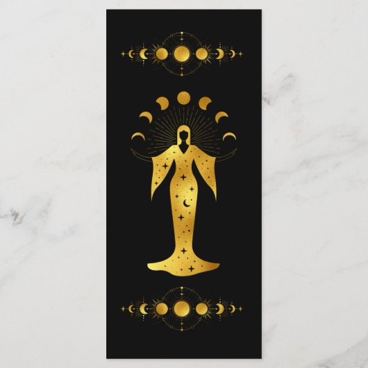 Mystical Black Gold Celestial Stars Wedding Menu (Achterkant)