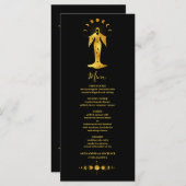 Mystical Black Gold Celestial Stars Wedding Menu (Voorkant / Achterkant)