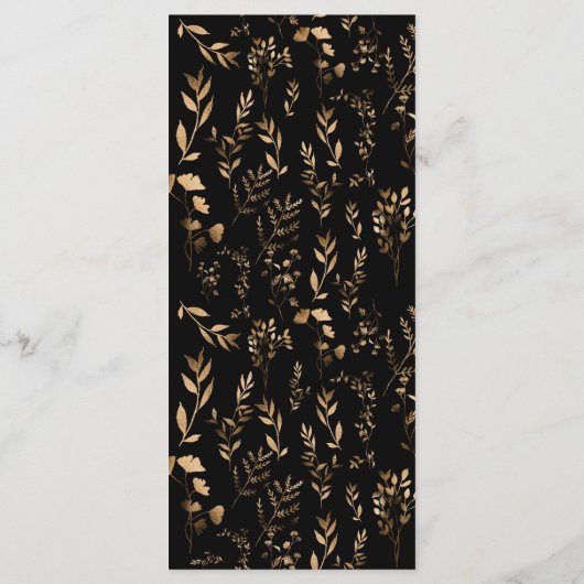 Mystical Black Gold Celestial Stars Wedding Menu (Achterkant)