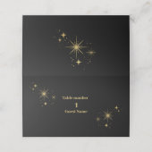Mystical Black Gold Celestial Stars Wedding Plaatskaartje (Buitenkant ongevouwen)