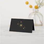 Mystical Black Gold Celestial Stars Wedding Plaatskaartje (Achterkant)