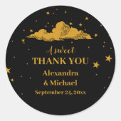 Mystical Black Gold Celestial Stars Wedding Ronde Sticker (Voorkant)
