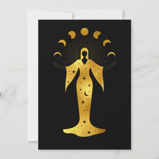 Mystical Black Gold Celestial Stars Wedding Save The Date (Achterkant)