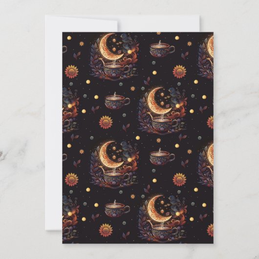 Mystical Black Gold Celestial Stars Wedding Save The Date (Achterkant)