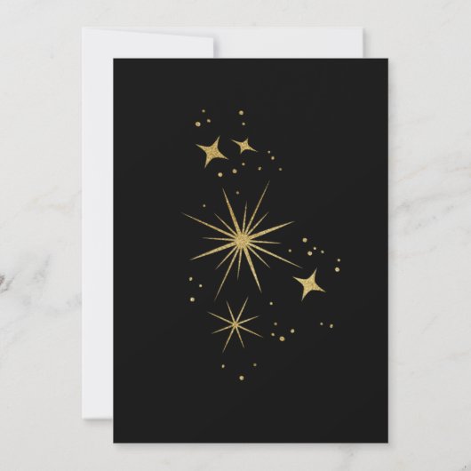 Mystical Black Gold Celestial Stars Wedding Save The Date (Achterkant)