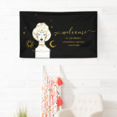 Mystical Black Gold Celestial Sun Wedding Banner (Insitu)