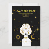 Mystical Black Gold Celestial Sun Wedding Save the Date (Voorkant)