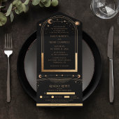 Mystical Black Gold Sun Moon Astronomy Weddenschap All In One Uitnodiging