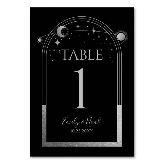 Mystical Black Gold Sun Moon Astronomy Weddenschap Kaart (Voorkant)