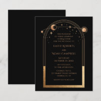 Mystical Black Gold Sun Moon Astronomy Weddenschap