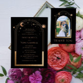 Mystical Black Gold Sun Moon Astronomy Weddenschap Kaart