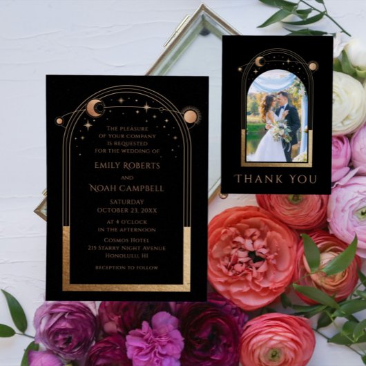 Mystical Black Gold Sun Moon Astronomy Weddenschap Kaart