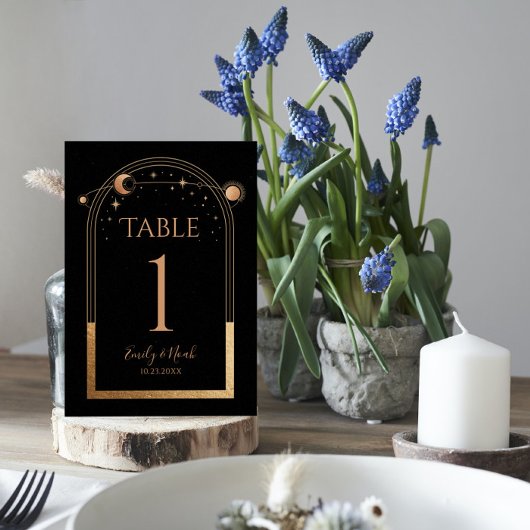 Mystical Black Gold Sun Moon Astronomy Weddenschap Kaart