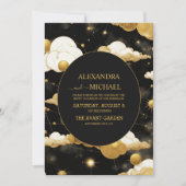 Mystical Black Gold Sun Moon Celestial Weddenschap Kaart (Voorkant)