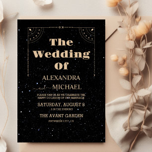 Mystical Black Gold Sun Moon Celestial Weddenschap Kaart
