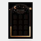 Mystical Black Gold Sun Moon Stars Weddenschap Acryl Bord (Voorkant)