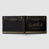 Mystical Black Gold Sun Moon Stars Weddenschap Gastenboek (Volledig)