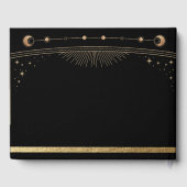 Mystical Black Gold Sun Moon Stars Weddenschap Gastenboek (Achterkant)
