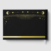 Mystical Black Gold Sun Moon Stars Weddenschap Gastenboek (Achterkant)
