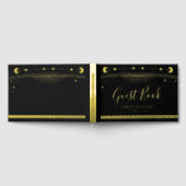 Mystical Black Gold Sun Moon Stars Weddenschap Gastenboek (Volledig)