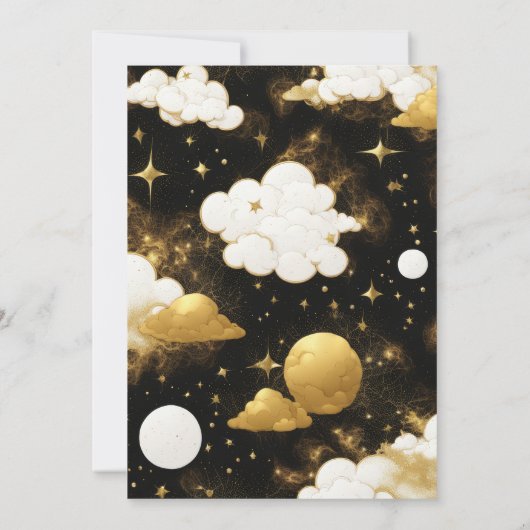 Mystical Black Gold Sun Moon Stars Weddenschap Kaart (Achterkant)