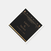 Mystical Black Gold Sun Moon Stars Weddenschap Servet (Hoek)