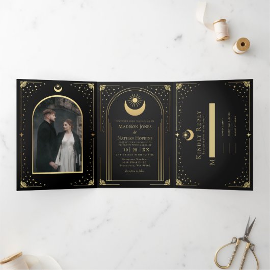 Mystical Black Gold Tarot Kaart Arch Wedding (Binnen)