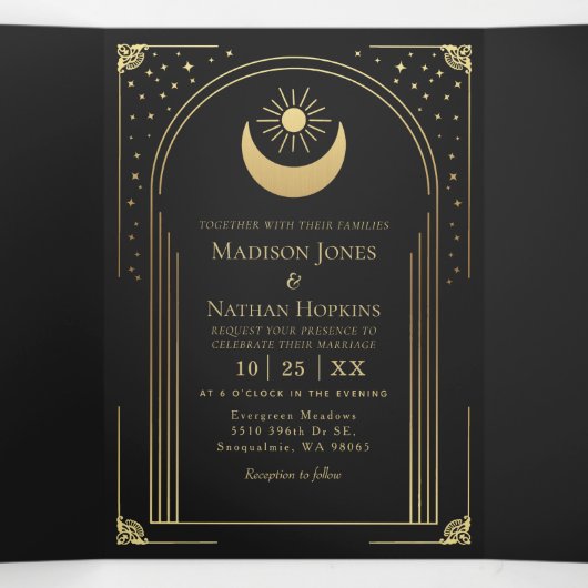 Mystical Black Gold Tarot Kaart Arch Wedding (Binnenkant midden)
