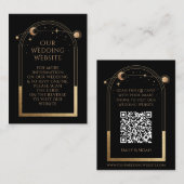 Mystical Black Gold Weddenwebsite RSVP QR Code Informatiekaartje (Voorkant / Achterkant)