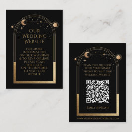 Mystical Black Gold Weddenwebsite RSVP QR Code Informatiekaartje