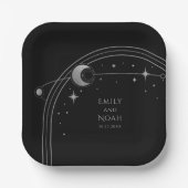 Mystical Black Silver Sun maan Astronomie Space Papieren Bordje (Voorkant)