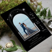 Mystical Black Silver Sun Moon Stars Weddenschap Save The Date