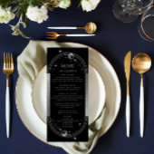 Mystical Black Silver Sun Moon Wedding Menu Cards