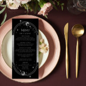 Mystical Black Silver Sun Moon Wedding Menu Cards