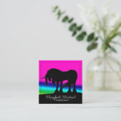 Mystical Black Unicorn (regenboog) Vierkante Visitekaartje (Staand voorkant)