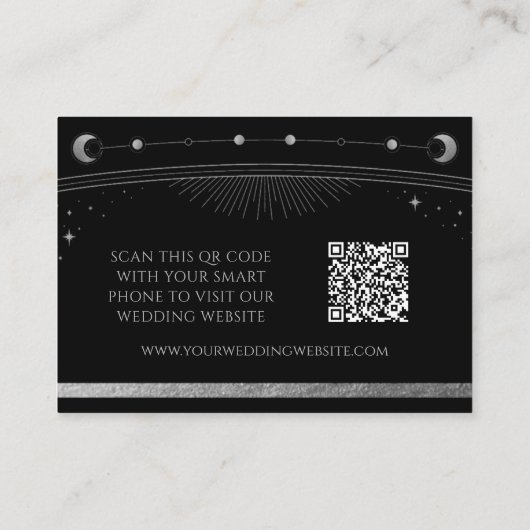 Mystical Black Wedding Website RSVP QR Code Informatiekaartje (Achterkant)