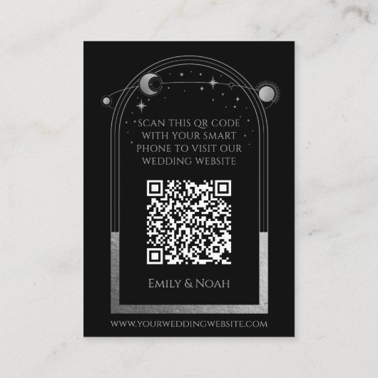 Mystical Black Wedding Website RSVP QR Code Informatiekaartje (Achterkant)