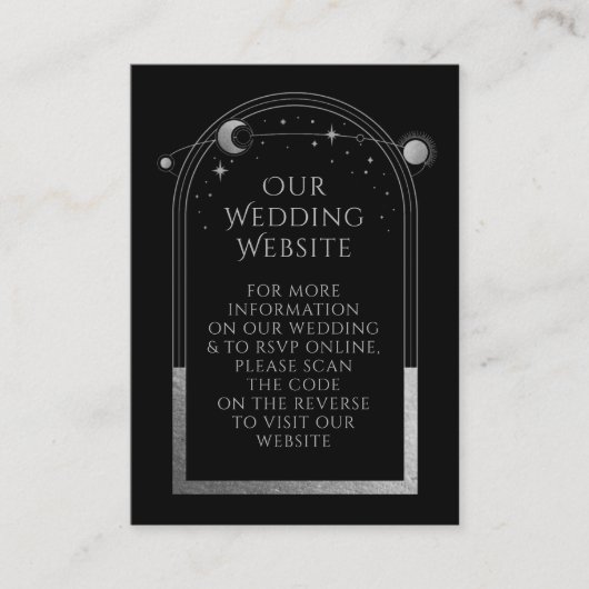 Mystical Black Wedding Website RSVP QR Code Informatiekaartje (Voorkant)