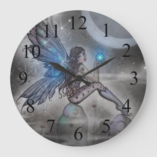 Mystical Blue Fairy Fantasy Art Grote Klok (Voorkant)