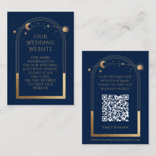 Mystical Blue Gold Weddenschap Website RSVP QR Cod Informatiekaartje