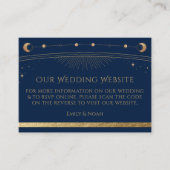 Mystical Blue Gold Weddenschap Website RSVP QR Cod Informatiekaartje (Voorkant)