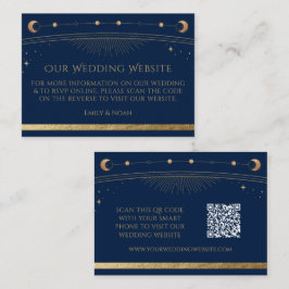 Mystical Blue Gold Weddenschap Website RSVP QR Cod Informatiekaartje