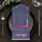 Mystical Blue Paars Sun Moon Astronomy Space All In One Uitnodiging