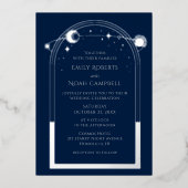 Mystical Blue Silver Sun Mon Astronomie Space Folie Uitnodiging (Voorkant)